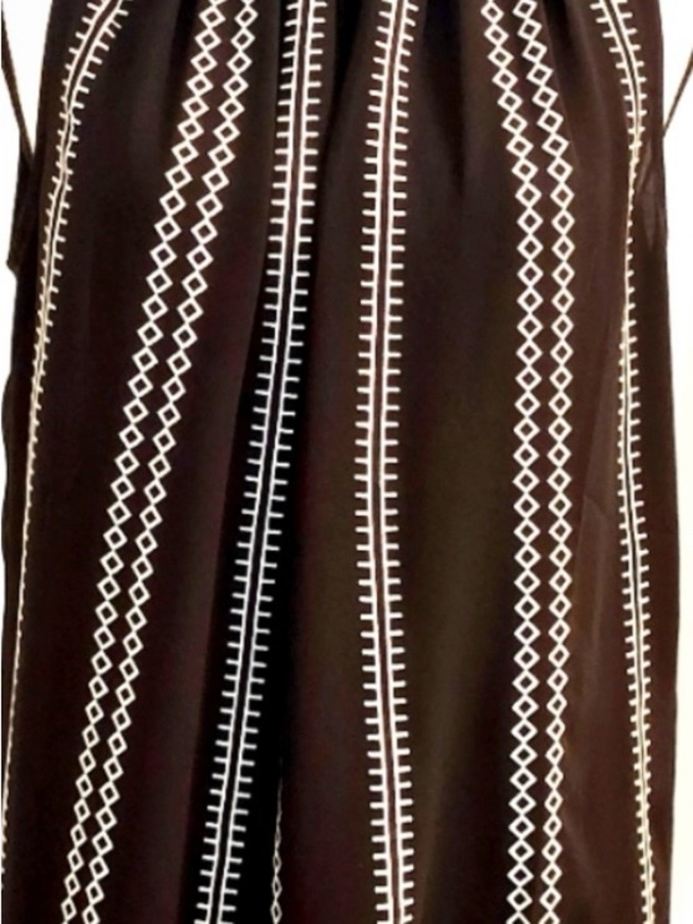 White House Black Market Black Sleeveless Top with White Embroidery - Picture 2 of 7